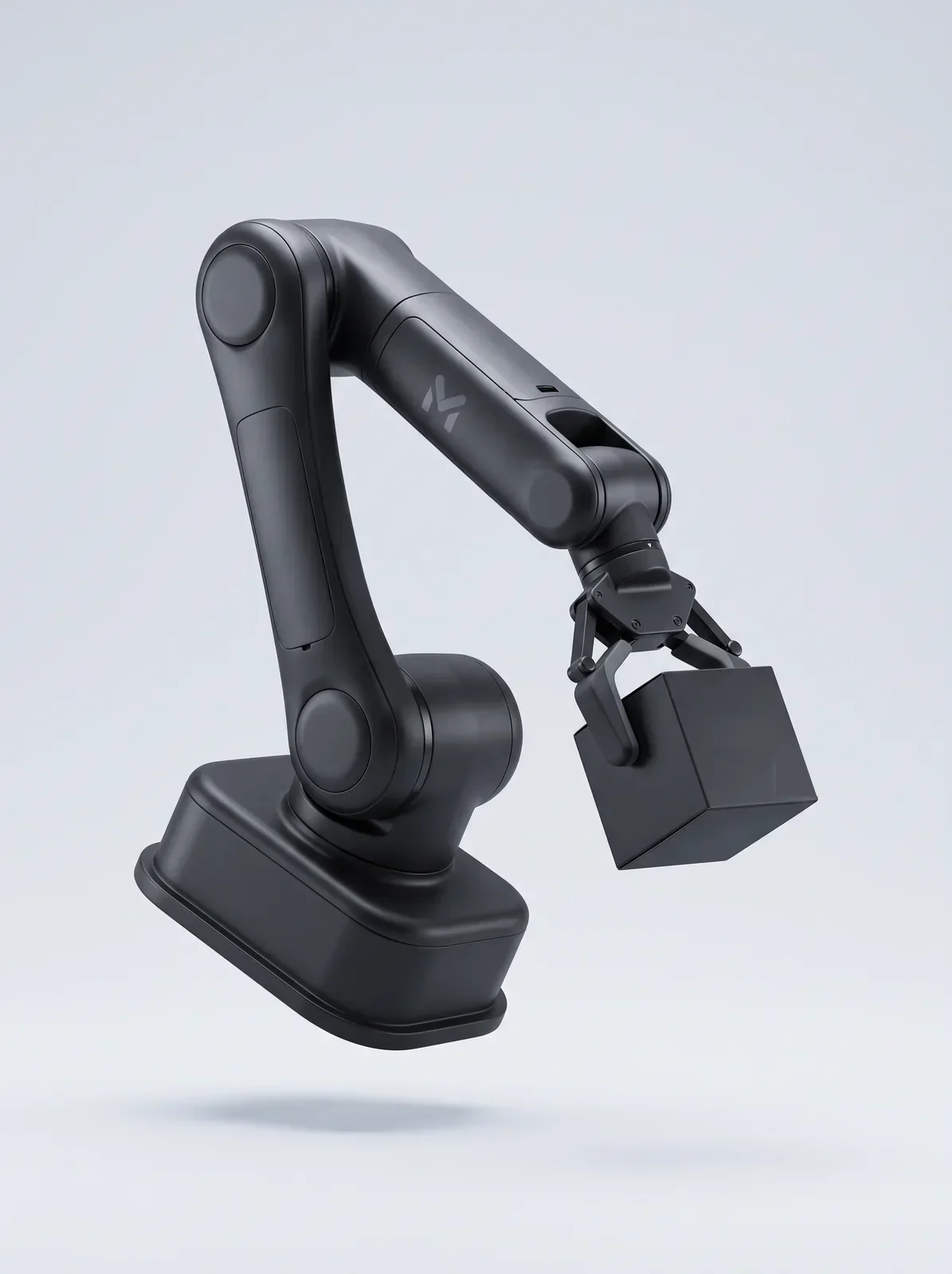 3D render of a robotic arm holding a package