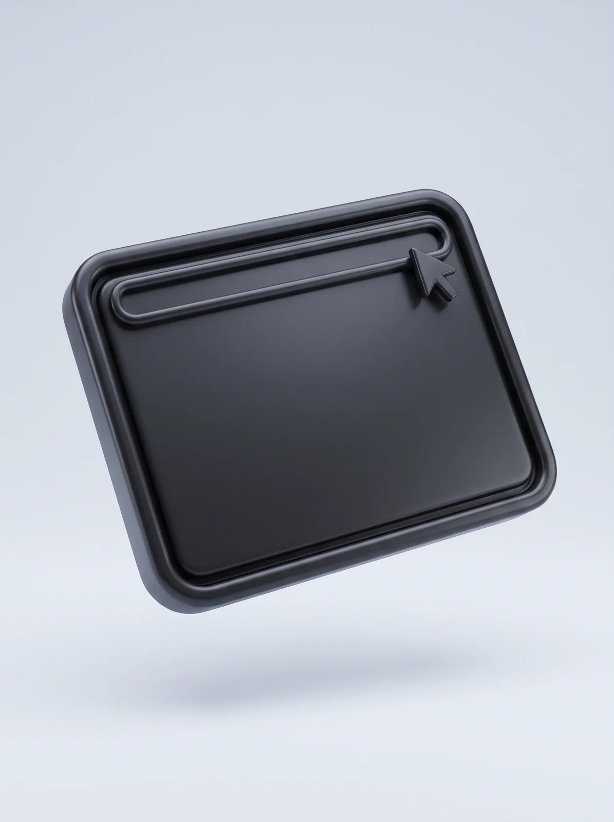 3D render of a matte black browser window